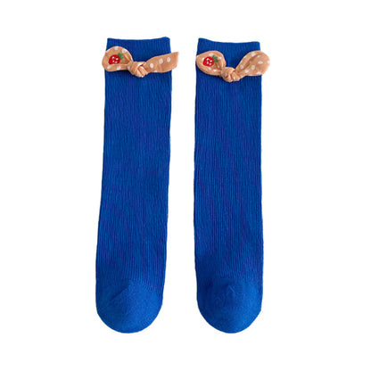 Girls Polka dots Bow Accessories Solid Color Socks