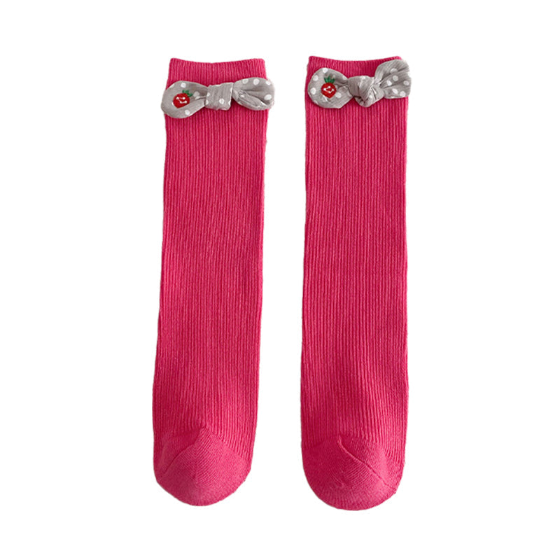 Girls Polka dots Bow Accessories Solid Color Socks