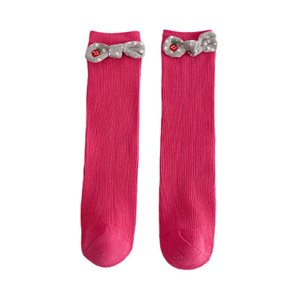 Girls Polka dots Bow Accessories Solid Color Socks