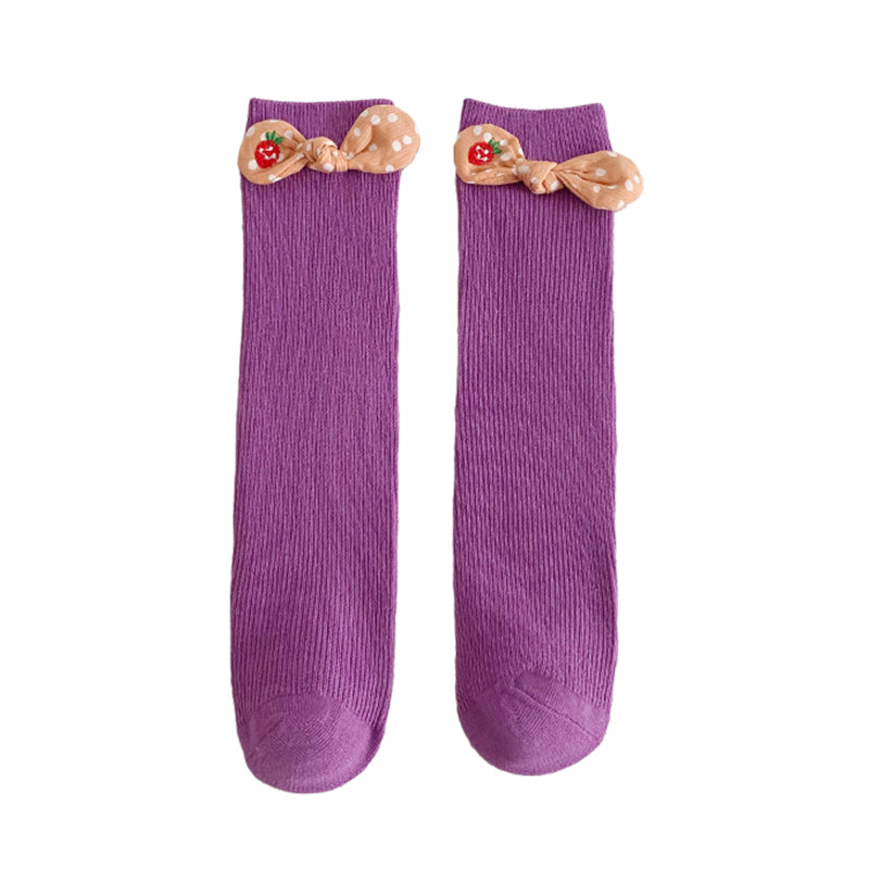 Girls Polka dots Bow Accessories Solid Color Socks