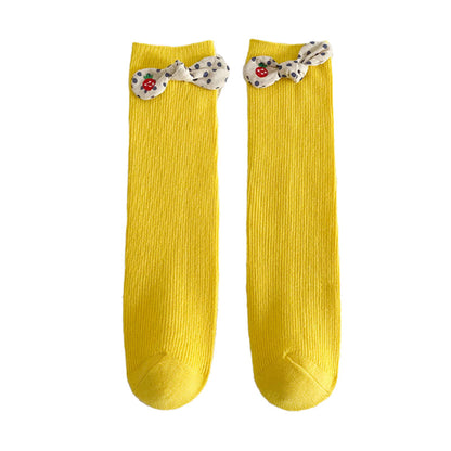 Girls Polka dots Bow Accessories Solid Color Socks