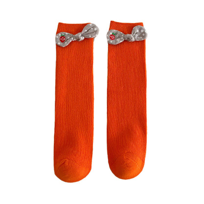Girls Polka dots Bow Accessories Solid Color Socks