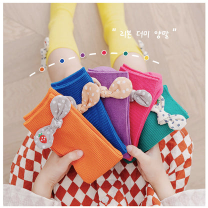 Girls Polka dots Bow Accessories Solid Color Socks
