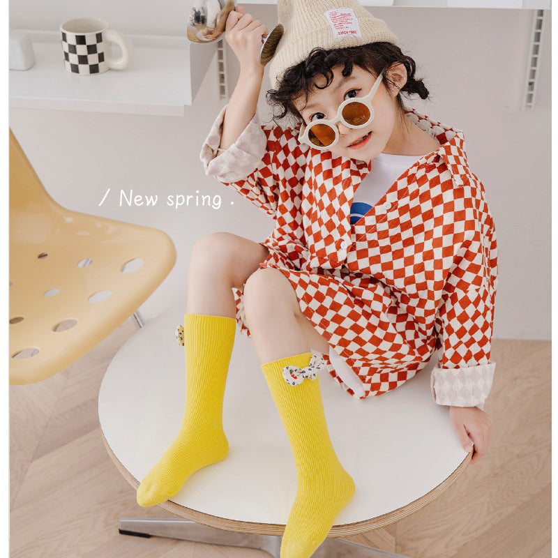 Girls Polka dots Bow Accessories Solid Color Socks