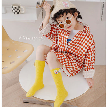 Girls Polka dots Bow Accessories Solid Color Socks