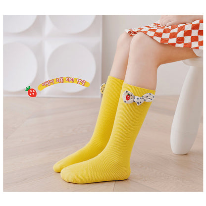Girls Polka dots Bow Accessories Solid Color Socks