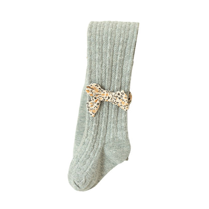 Baby Kid Girls Solid Color Bow Leggings Accessories Socks