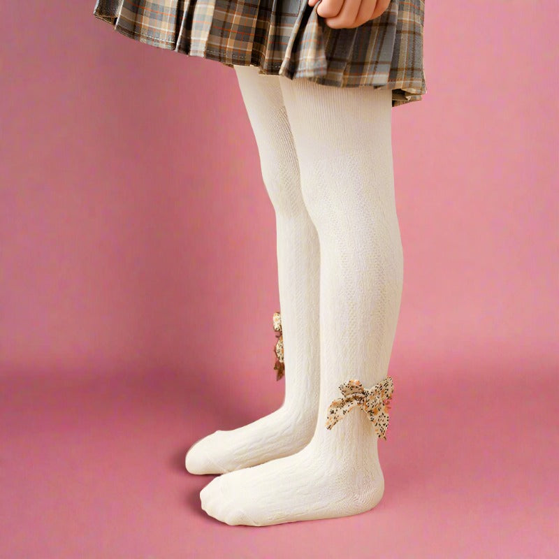 Baby Kid Girls Solid Color Bow Leggings Accessories Socks