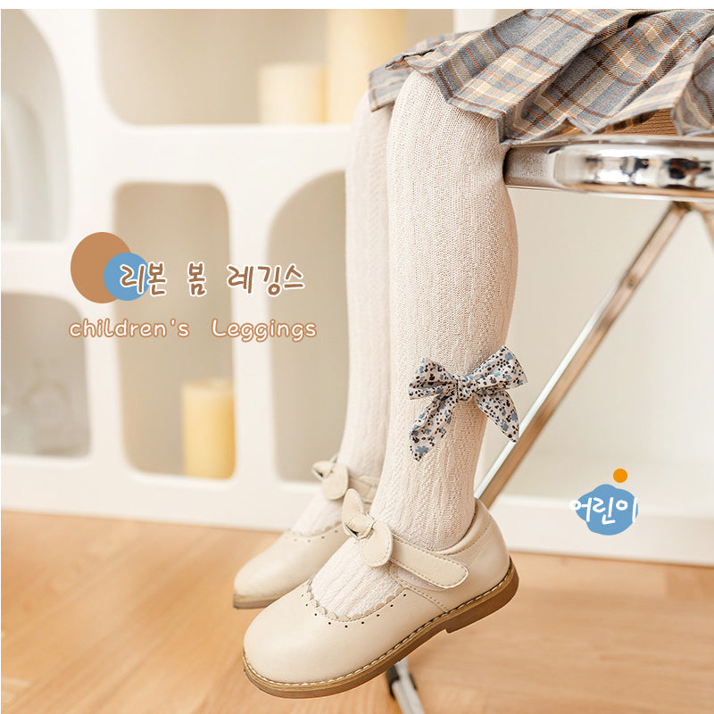 Baby Kid Girls Solid Color Bow Leggings Accessories Socks