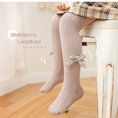 Baby Kid Girls Solid Color Bow Leggings Accessories Socks