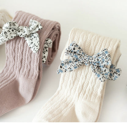 Baby Kid Girls Solid Color Bow Leggings Accessories Socks