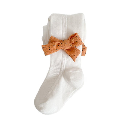 Girls Solid Color Bow Accessories Socks