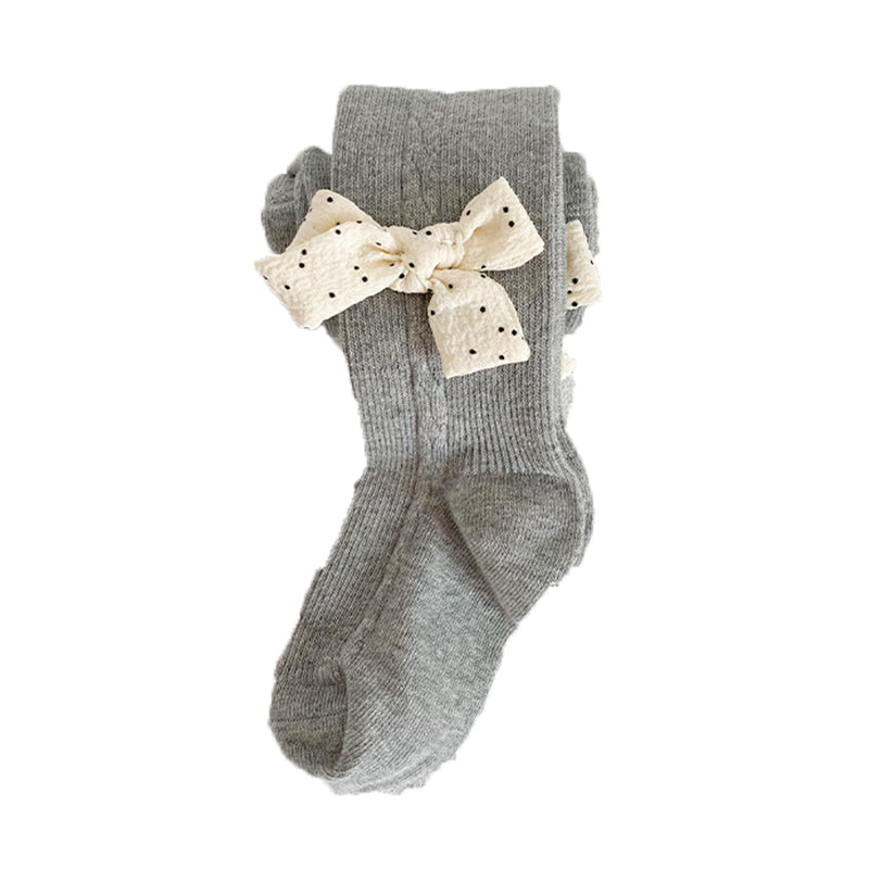 Girls Solid Color Bow Accessories Socks