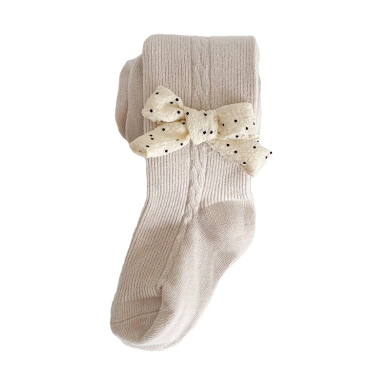 Girls Solid Color Bow Accessories Socks