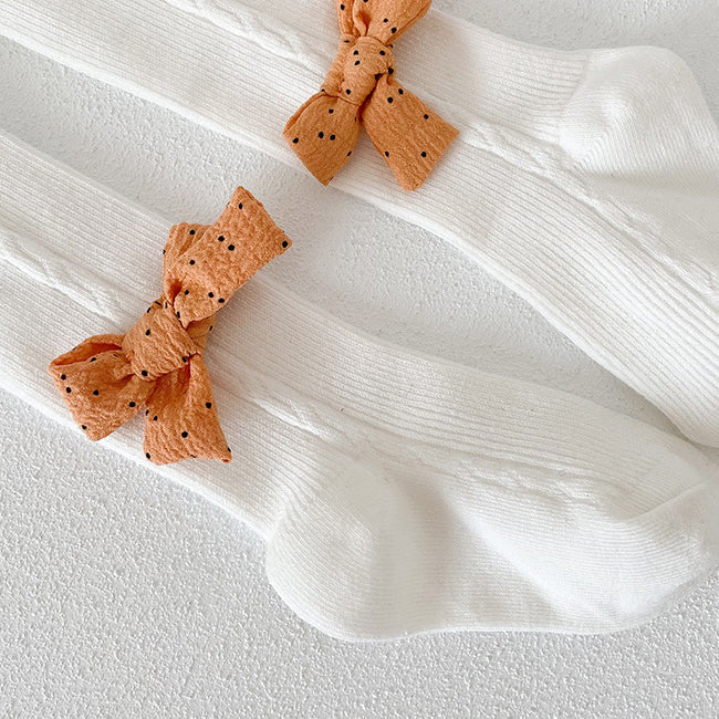 Girls Solid Color Bow Accessories Socks