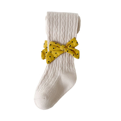 Girls Solid Color Bow Accessories Socks