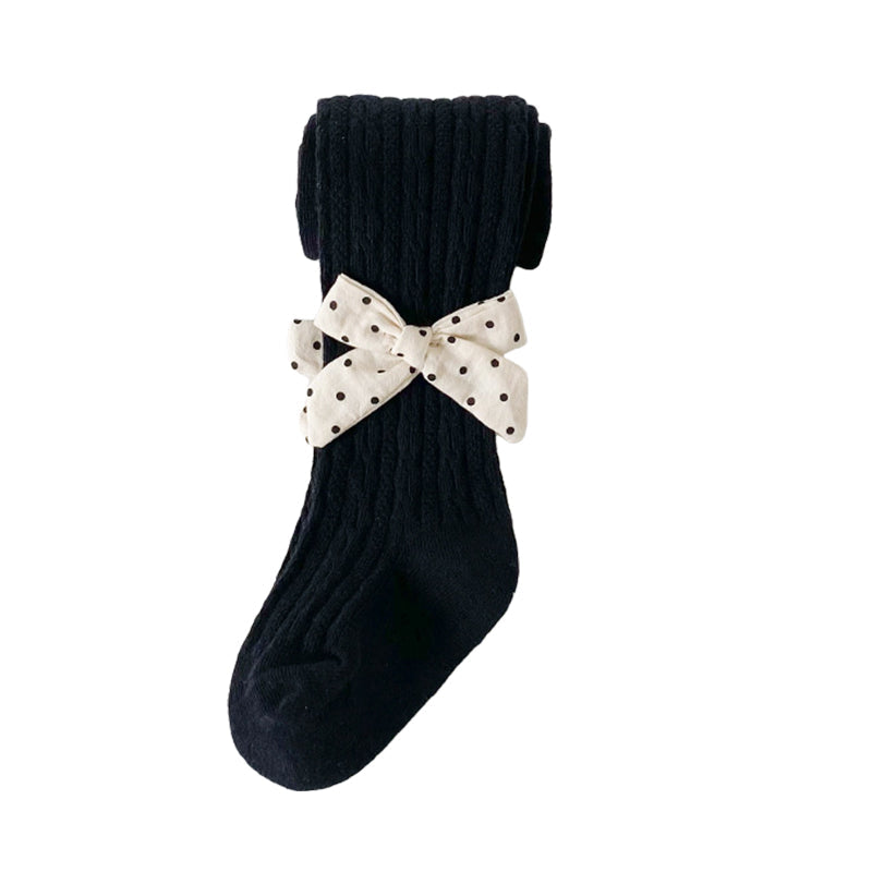 Girls Solid Color Bow Accessories Socks
