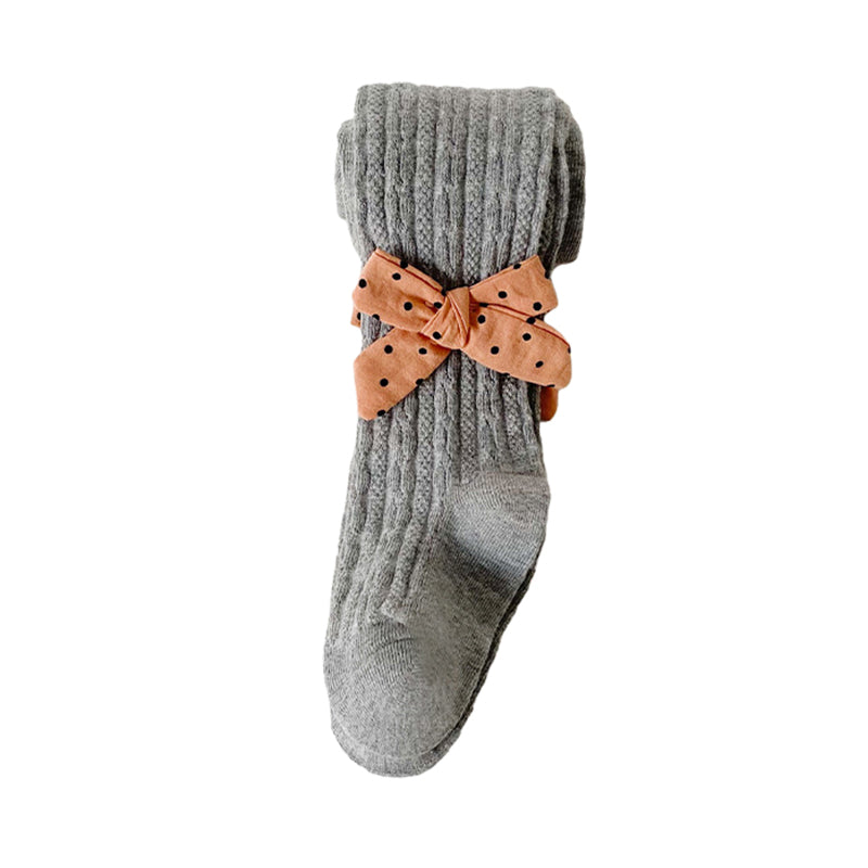 Girls Solid Color Bow Accessories Socks