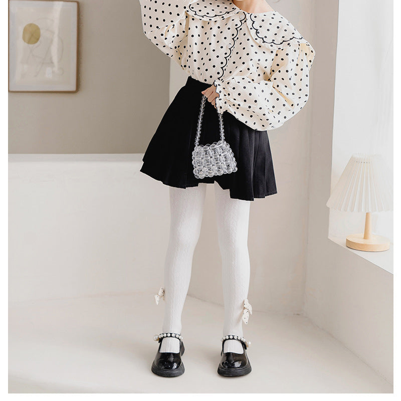Girls Solid Color Bow Accessories Socks