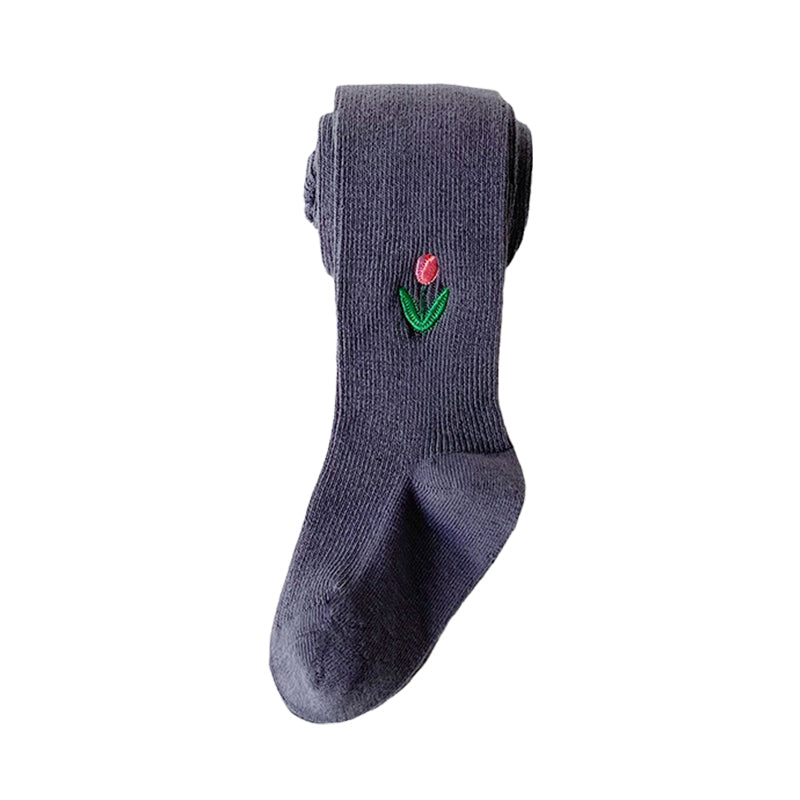 Girls Embroidered Muslin&Ribbed Accessories Socks