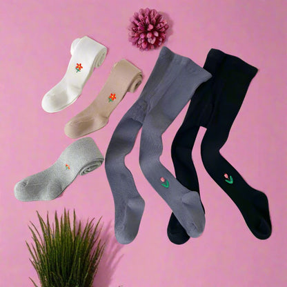 Girls Embroidered Muslin&Ribbed Accessories Socks