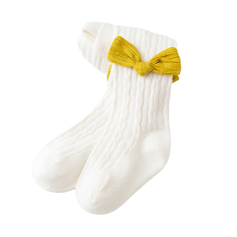 Girls Solid Color Bow Accessories Socks