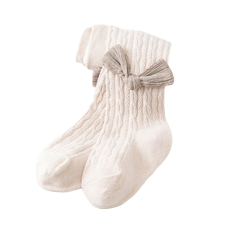 Girls Solid Color Bow Accessories Socks