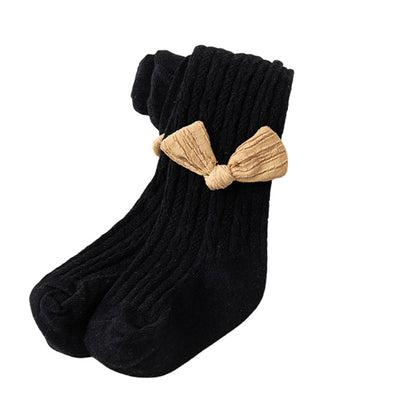 Girls Solid Color Bow Accessories Socks