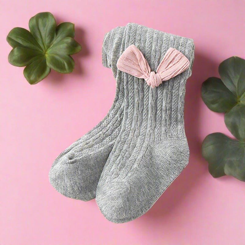 Girls Solid Color Bow Accessories Socks