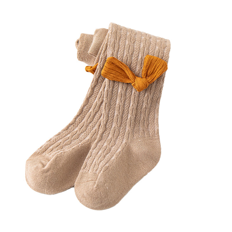 Girls Solid Color Bow Accessories Socks