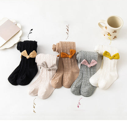 Girls Solid Color Bow Accessories Socks