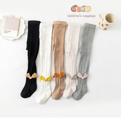 Girls Solid Color Bow Accessories Socks