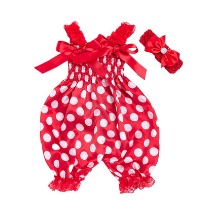 Baby Girls Bow Unicorn Print Jumpsuits Headwear