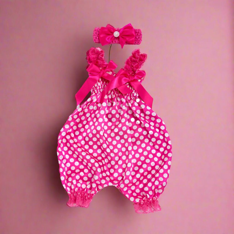 Baby Girls Bow Unicorn Print Jumpsuits Headwear
