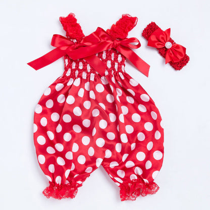 Baby Girls Bow Unicorn Print Jumpsuits Headwear