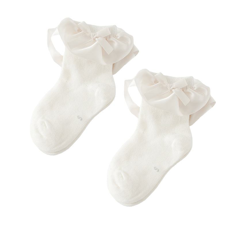 Girls Solid Color Bow Accessories Socks