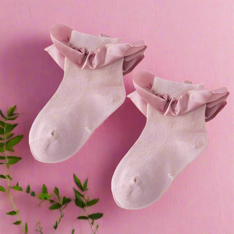 Girls Solid Color Bow Accessories Socks