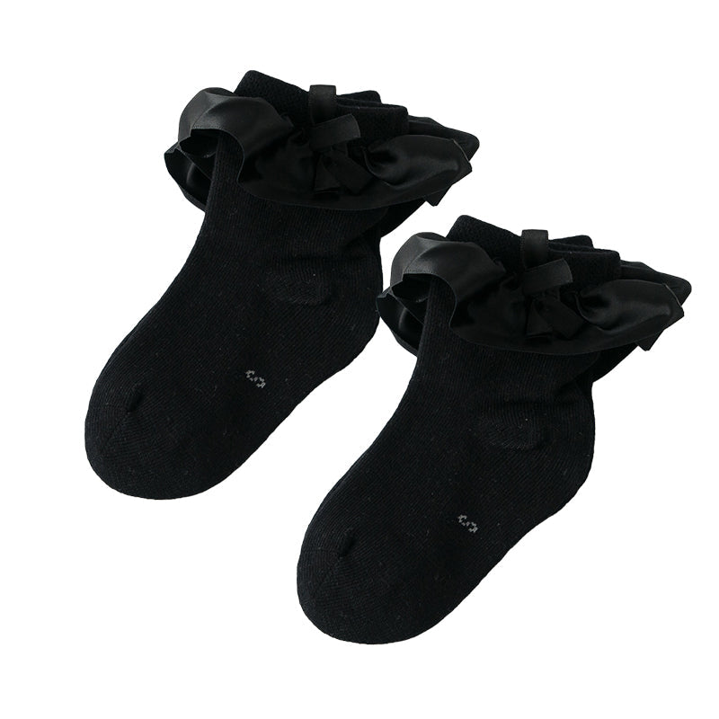Girls Solid Color Bow Accessories Socks