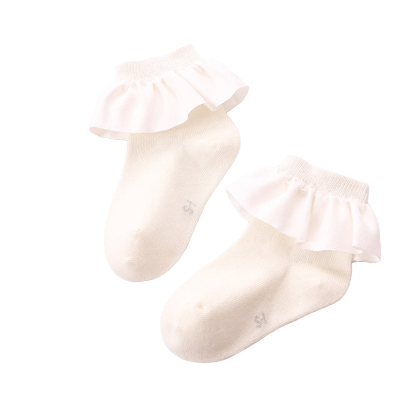 Girls Solid Color Bow Accessories Socks