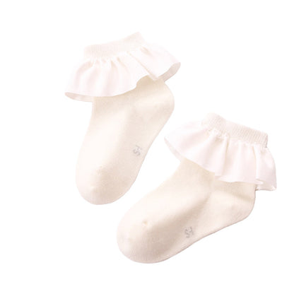 Girls Solid Color Bow Accessories Socks