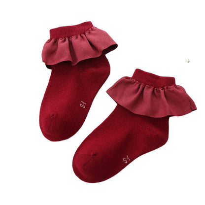 Girls Solid Color Bow Accessories Socks