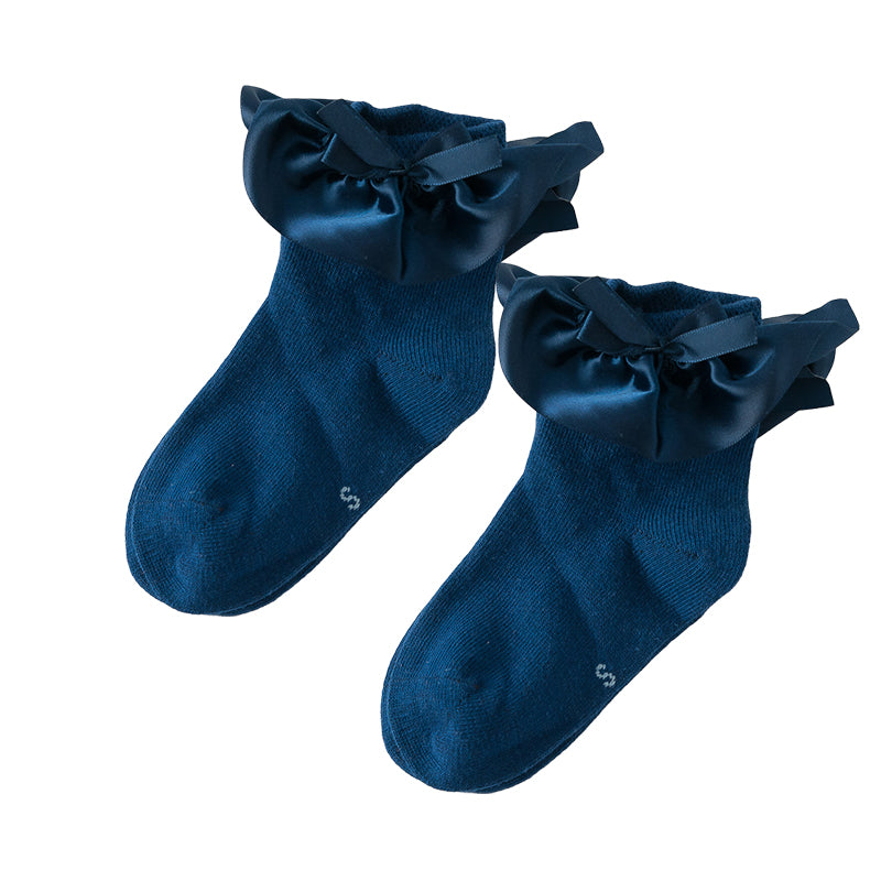 Girls Solid Color Bow Accessories Socks