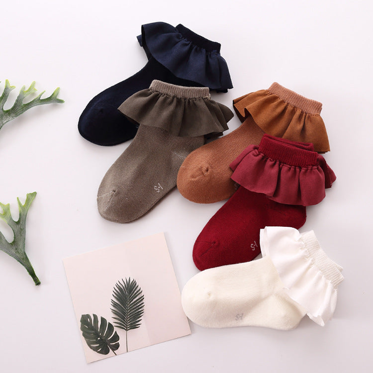 Girls Solid Color Bow Accessories Socks
