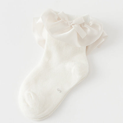 Girls Solid Color Bow Accessories Socks