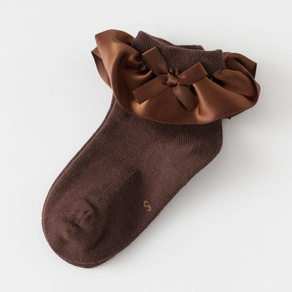 Girls Solid Color Bow Accessories Socks