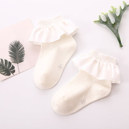 Girls Solid Color Bow Accessories Socks