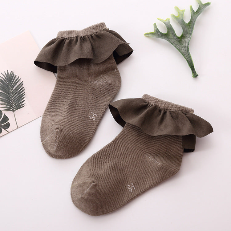 Girls Solid Color Bow Accessories Socks