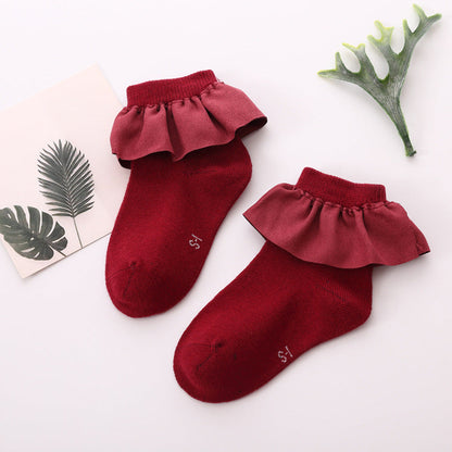 Girls Solid Color Bow Accessories Socks