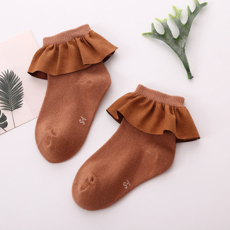 Girls Solid Color Bow Accessories Socks