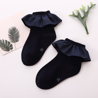Girls Solid Color Bow Accessories Socks
